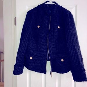Navy blue peplum style adorable jacket (INC)